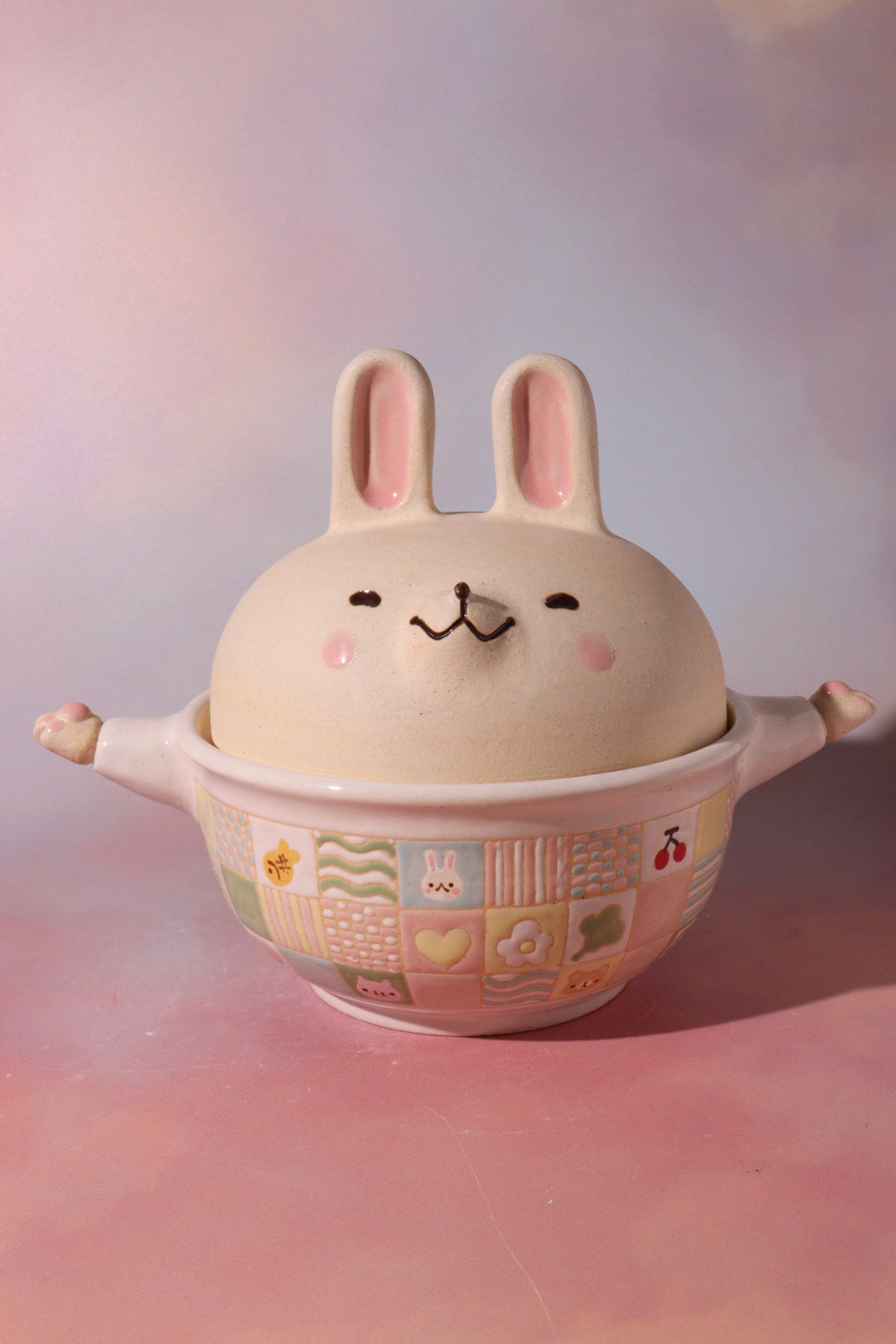 Lidded Bowl- Patchwork Bun Bun