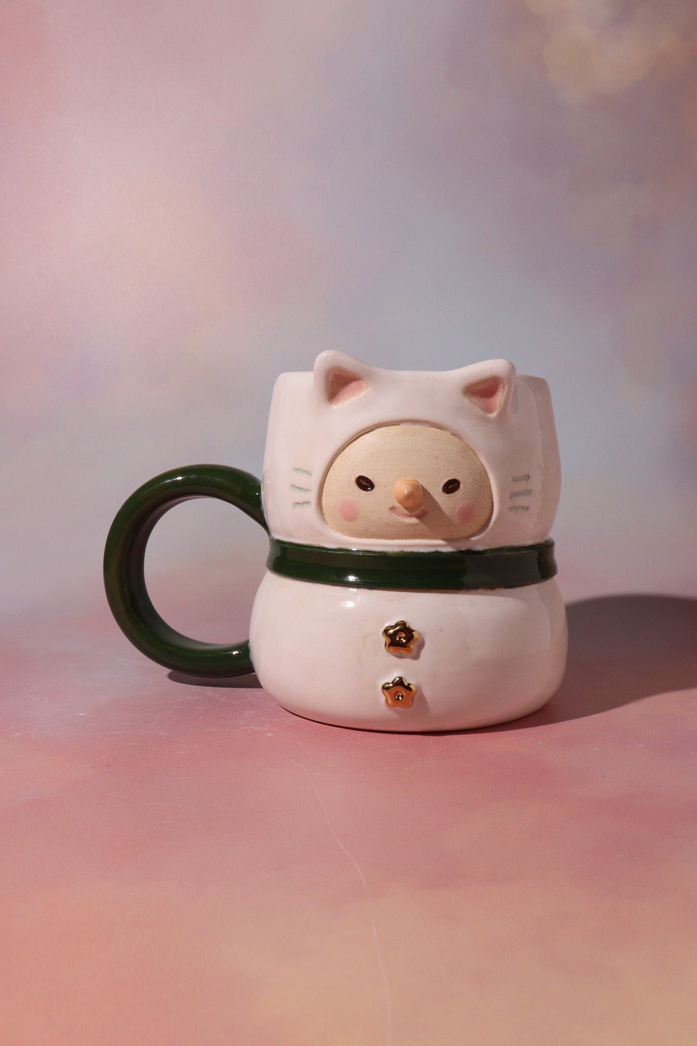Mug - Snowman Kitty (Green)
