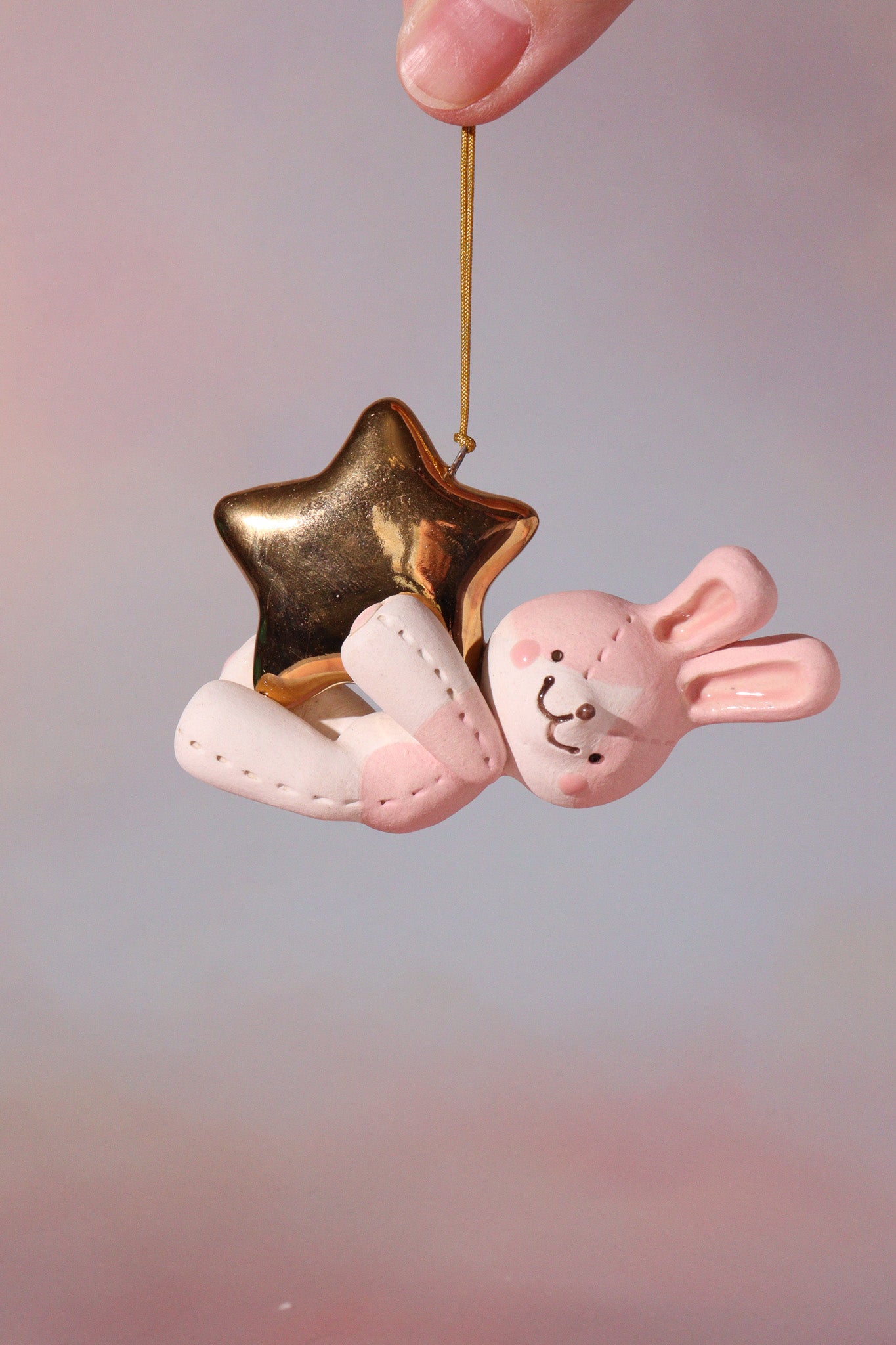 Ornament  - Star Catcher (Pink Bunny)