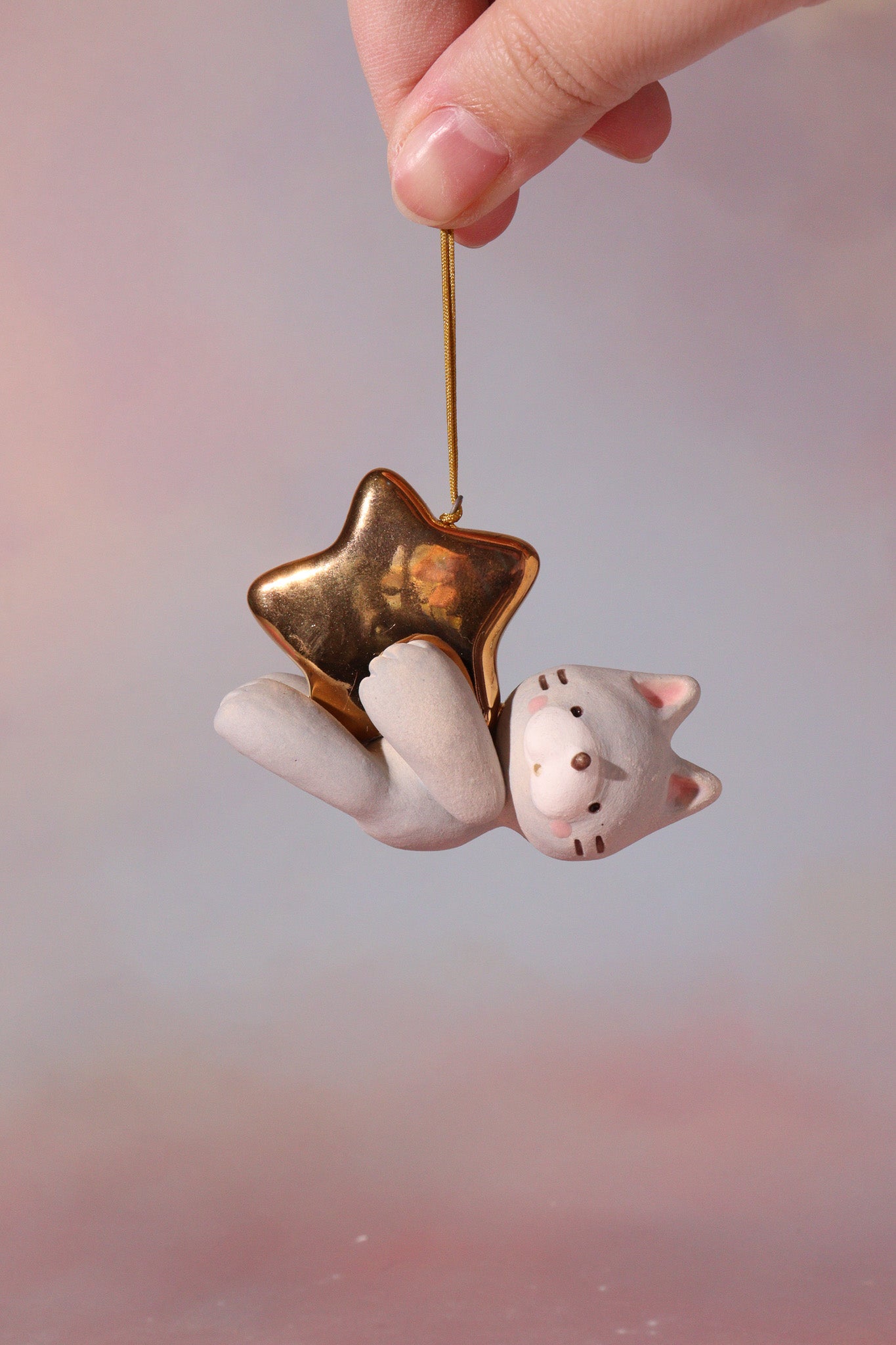 Ornament  - Star Catcher (Grey Kitty)