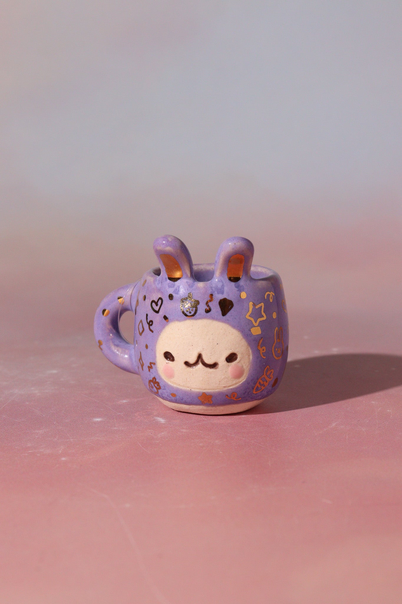 Small Figurine - Mini Mug Ornament (Purple Bunny)