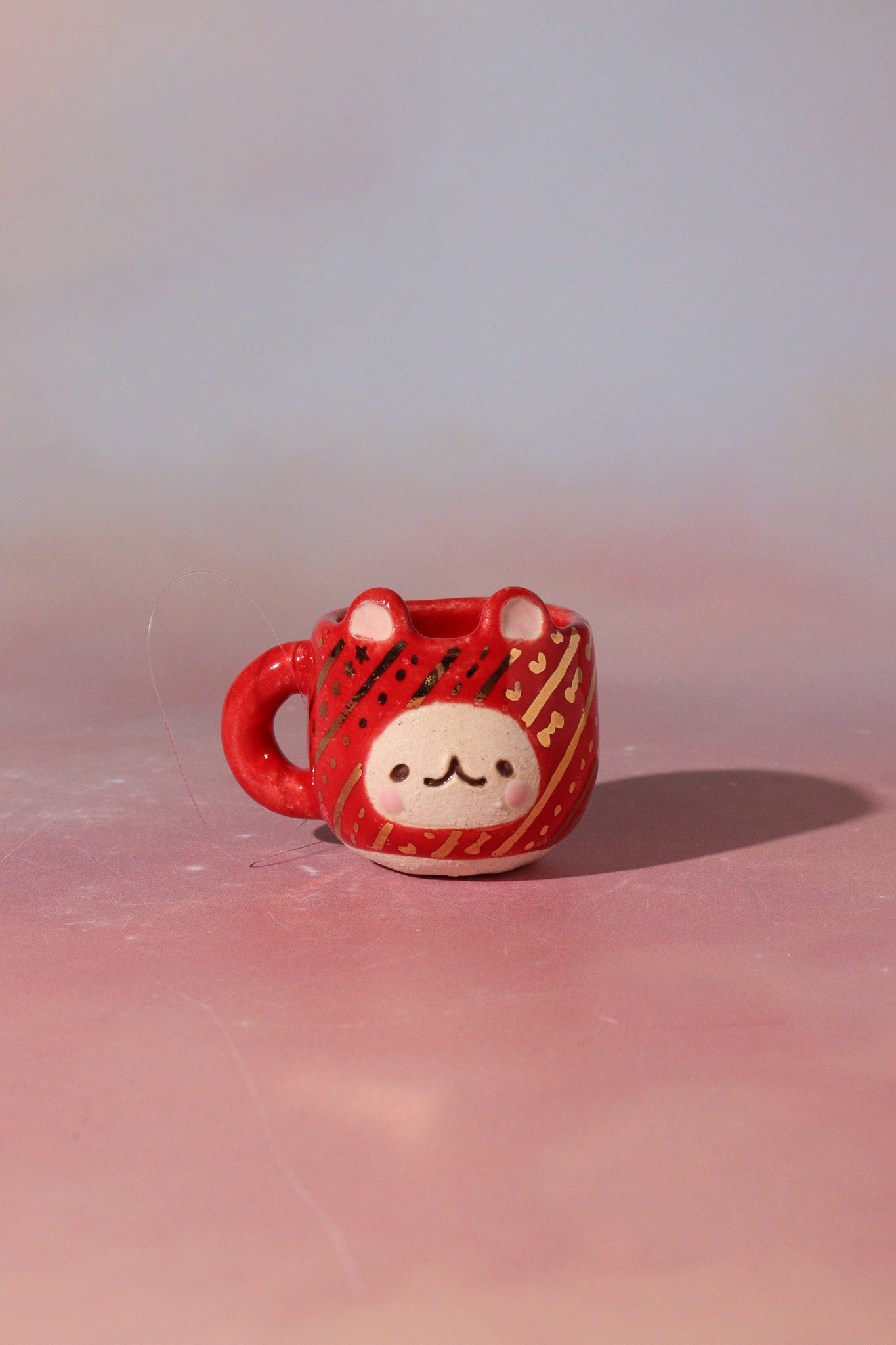 Small Figurine - Mini Mug Ornament (Red Bear)